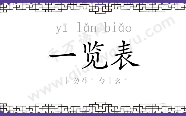 一览表