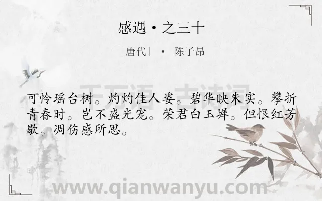 《感遇·之三十》作者是唐代的陈子昂.诗词全文约共48字.
