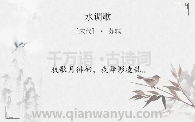 《水调歌》作者是宋代的苏轼.诗词全文约共12字.